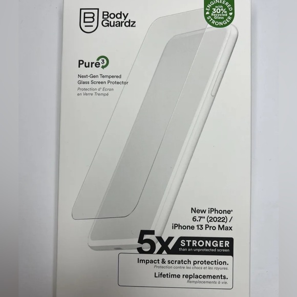 BodyGuardz Pure 3 Tempered Glass Screen Protector - Picture 2 of 2